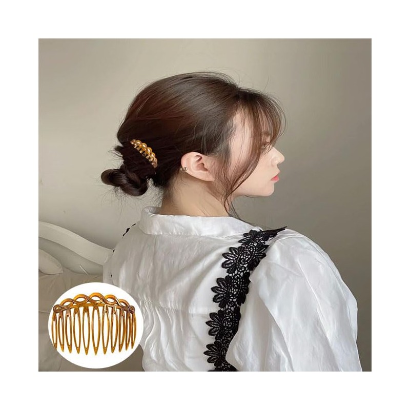 LimCryspp 12-Piece French Small Hair Comb, Plastic-Toothed Decorated Hair Clip