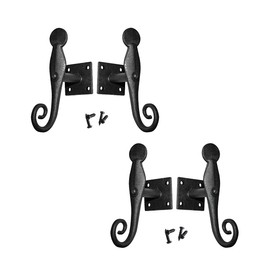 Renovators Supply Manufacturing Shutter Dogs 5.5 In. Black Rat Tail Shaped Wrought Iron Shutter Dogs With Mounting Hardware Pack Of 2