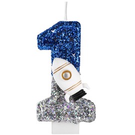 Raumschiff Geburtstagskerze, Weltraum Astronauten Geburtstagsdeko Glänzende Astronauten Zahlenkerze Weltraum Kuchendeko für Mottopartys (1)