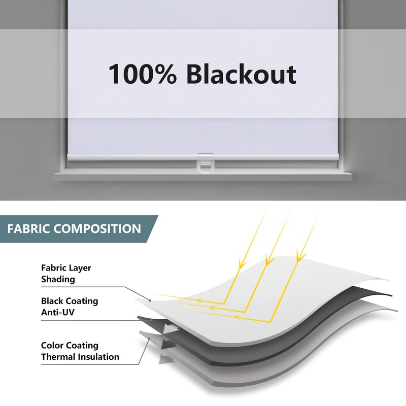 Cordless Roller Shades Blackout Blinds for Windows Room Darkening Rolled
