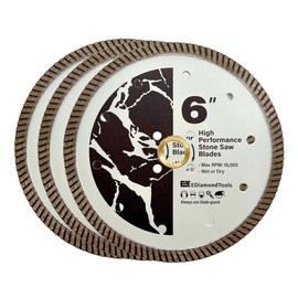 6" High Performance Diamond Saw Blades for Granite, Quartz, and Other Engineered Stones, 7/8"-5/8" Arbor, 3-Pack