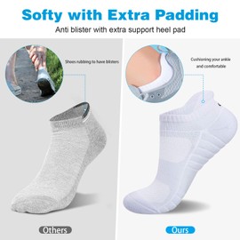 Benirap Trainer Socks Men Women, 6 Pairs Anti Blister Ankle Socks Cushioned Running Socks Breathable Cotton Socks for Waking Hiking Cycling Sports Work