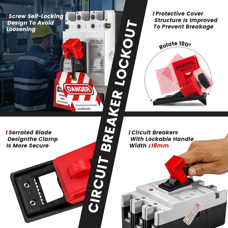 BOZZYS Clip-On Circuit Breaker Lockout Device,9 Pack Loto Lockout Tagout