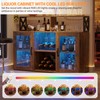 GarveeHome Bar Cabinet, Liquor Cabinet for Home with Power Outlets,
