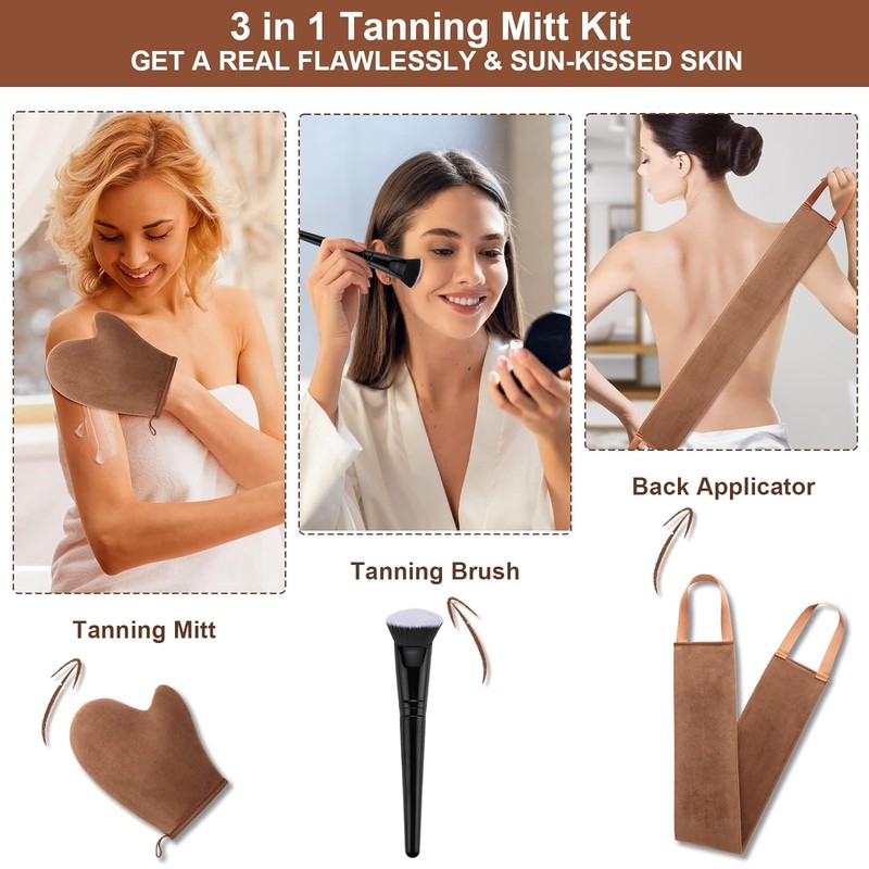 GAIYAH Self Tanning Mitt Set 3 in 1 Fake Tan