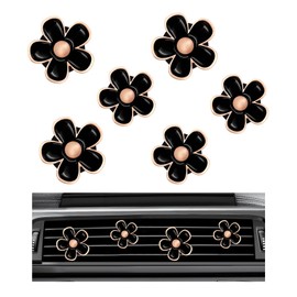 povtii 6PCS Car Air Vent Clip, Daisy Flower Car Scents Air Freshener Clip with 6 Fragrance Piece, Decorative Auto Air Conditioning Clip for Women Girl, Universal Car Accessories (Black)