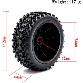 fujita 1/10 RC Racing Short Course Truck Tire & Off-Road Tyre Set Competible for ARRMA SENTON 3S Traxxas Slash4X4 Losi Tenacity Redcat HPI HSP RC Hort Course Truck Car（Black D）