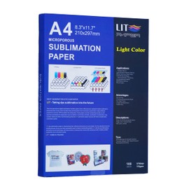 LIT Papel de sublimación A4 21 x 29,7 cm, 100 hojas, 110 g/m², para impresoras de inyección de tinta con tintas de sublimación