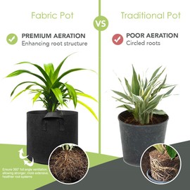 Fabric Grow Bags, 5 Gallon Nonwoven Plant Bags Fabric Pots Container Set with 5 Pcs Plant Labels for Garden Flower Vegetables, 2 Pack