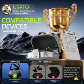 2025 New Security Lock Case for Beats Powerbeats Pro 2 Wireless Bluetooth Earbuds, Shockproof Protective Hard Cases Cover for Beats Powerbeats Pro 2 (2025) Accessories, with Cleaning Kit & Keychain