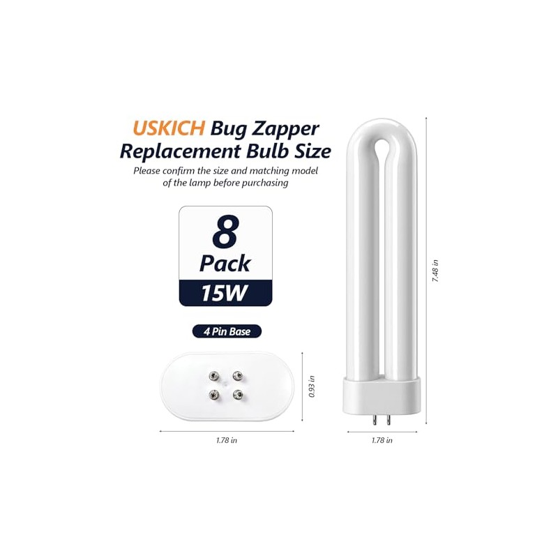 8 Pack Bug Zapper Light Bulb Replacement for 15W Bug