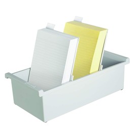 HAN 955-0-1-11, Card index tray A5 portrait. Innovative, attractive design holds 1,300 cards, supplied with 2 support plates with clear file clips, light-grey