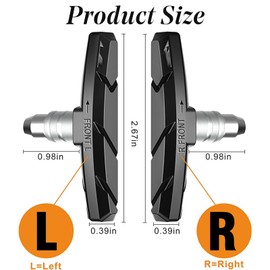 Bike Brake Pads 2 Pairs with Installation Tool No Noise Long 70mm Rubber Durable V-Brake Pads for Mountain Bicycle