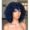 ISAMY Curly Afro Wig with Bangs Short Kinky Curly Wigs