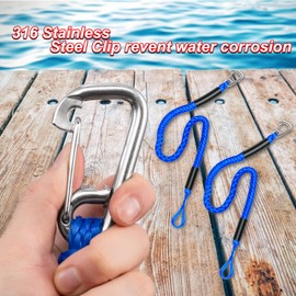 Mooring with 2.5ft Bungee Dock Line 2-Pack - Essential Accessories for Diverse Watercraft Built in Snubber, Kayak, Watercraft, SeaDoo, Jet Ski, Pontoon, Canoe, Power Boat