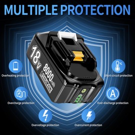 Kulatiom 2Pcs 8.0Ah Lithium Replace for Makita 18v Battery,Compatible with Makita Battery 18V BL1860 BL1820 1830B 1840B