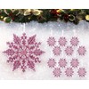 12pk Glitter Snowflake Hanging Decorations, Christmas Tree Snowflake Baubles/Ornaments (Blush