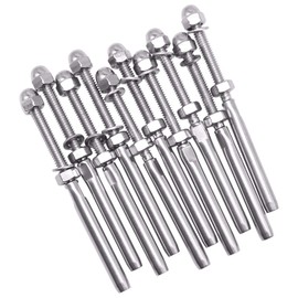BLIKA 10 Pack 3/16" Cable Railing Swage Threaded Stud Tension End Fitting Terminal for 3/16" Cable Deck Railing Hand Swage T316 Stainless Steel Marine Grade