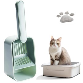 katmerio Cat Litter Scoop, Cat Litter Scoop, Cat Litter Scoop, Pet Litter Scoop, Cat Scoop for Cleaning, Cat Litter, Clumping Litter - 8.8 x 12 x 32 cm (Green)