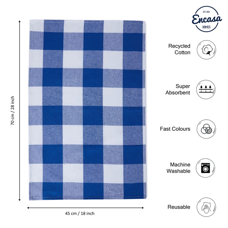Encasa XO Kitchen Dish Towels Set | Blue | Waffle