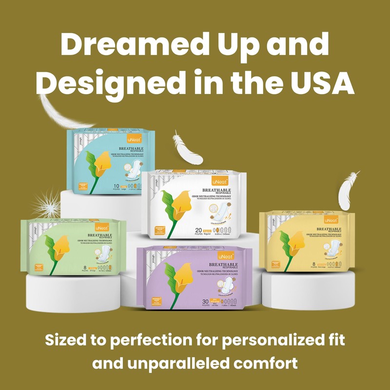 uNeat Ultra Thin Breathable Feminine Pads with Wings for Women,