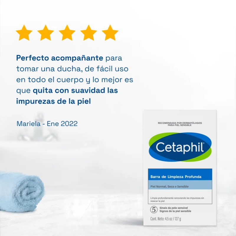 Jabón Barra Cetaphil Limpieza Profunda Cuerpo Y Rostro 127g