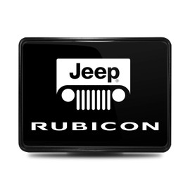 iPick Image for Jeep Rubicon UV Graphic Black Plate on ABS Plastic 2 inch Tow Hitch Cover - Official Licensed