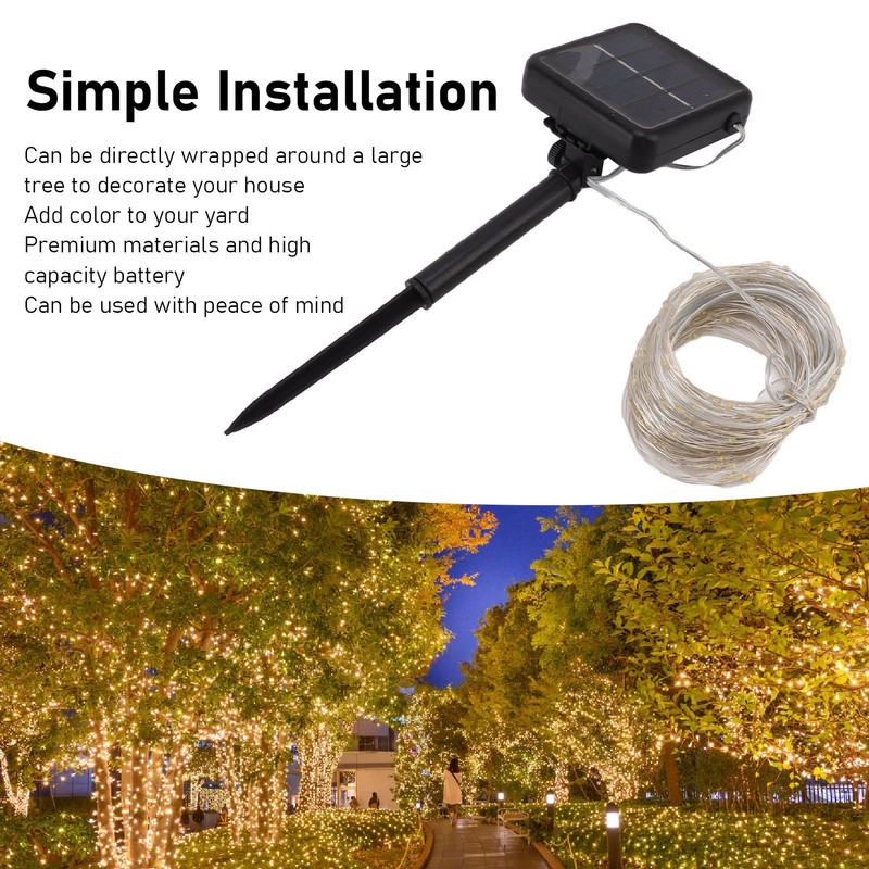 Solar Rope Light 100 LED Waterproof Weather Resistant Decorative Solar