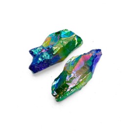 Crystals, Rocks, Jade, Crystals and Healing Stones, Witchcraft Supplies, Healing Crystals, Stones, Healing Stones, Rock Collection, Agate, Raw Stones (Green-Yellow-Tanzine Aura Quartz, 2 Pcs)