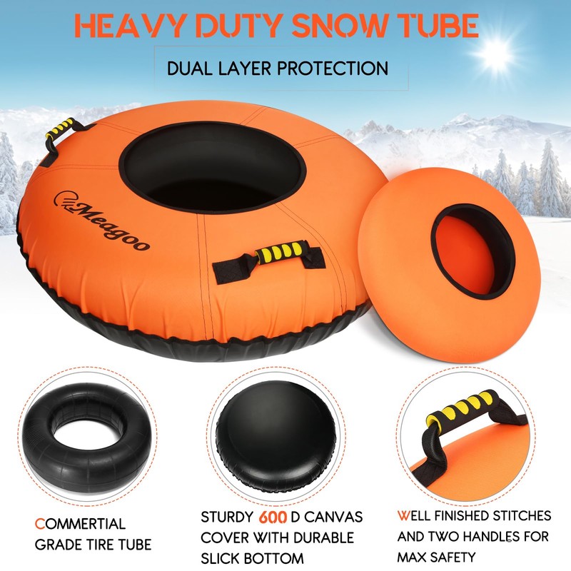Meagoo Heavy Duty Snow Tube, Inflatable Durable 40" Snow Sled