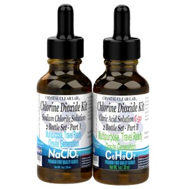 Crystal Clear Chlorine Dioxide ClO2-Kit, Citric Acid Solution w/EZ-Drop Bottles, Small 1 Oz (2 Bottles)