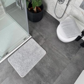Allure Bling Shower Mat Non Slip Bath Mat 40 x 60cm – Super Soft, Deep Pile Microfibre Small Bathroom Mat with Sparkle Threads (Grey)
