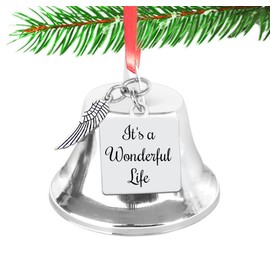 Elegant Chef It's a Wonderful Life Christmas Angel Bell Ornament with Stainless Steel Angel Wing Charm. Classic Decoration Souvenir Keepsake