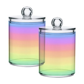 Zhirexin Rainbow Pastel 2PC Airtight Transparent Plastic Storage Jar Food Storage Container Plastic for Food Herbs Tea etc with Storage Lid easy to use and clean With lid Easy To Use