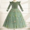 IBTOM CASTLE Flower Girl Velvet Floral Embroidery Dress for Kids