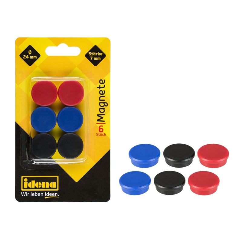 IDENA 377026 Magnets, Set of 6, Diameter, 2 blau |