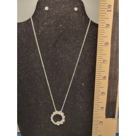 City Gypsies Necklace and Stud Earring Set Silver and Rhinestone 14 Stones 18 inches 115