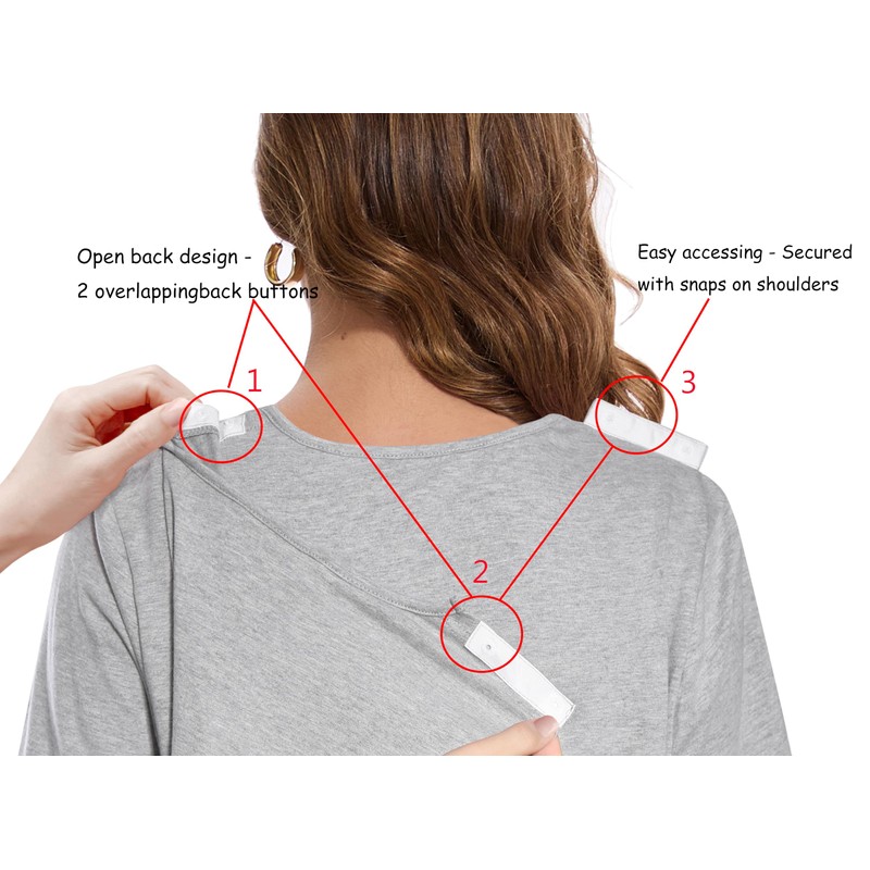 AVIIER 100% Cotton Hospital Gowns for Women Open Back Tear