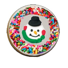 Oasis Supply Edible Fun Shapes | Edible Royal Icing Hand Painted Christmas Icing Faces | Decorate Cakes & Cookies | Size: 2.25" | Snowman Cookie Face, 4 Count