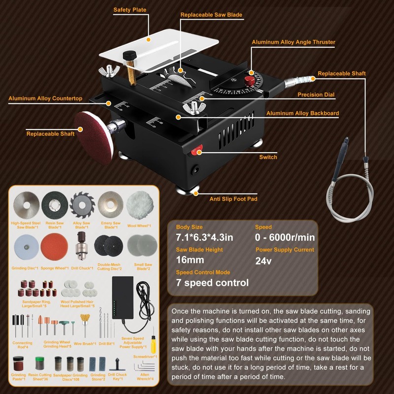 Mini Table Saw with 200W Pure Copper Motor, Mini Multi
