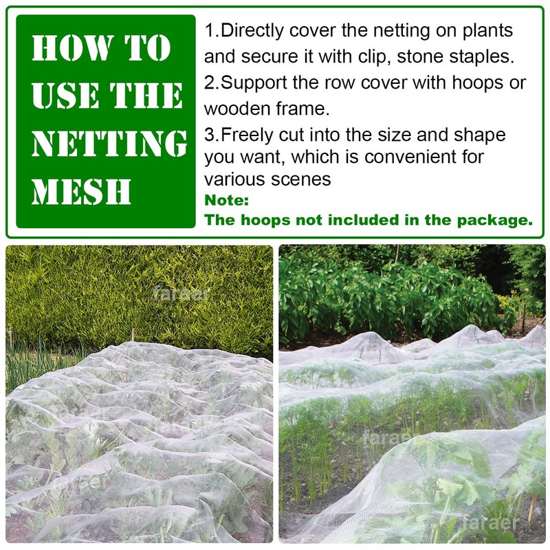 Garden Pest Barrier Netting, Thickened Mesh Net Bugs Out Plant