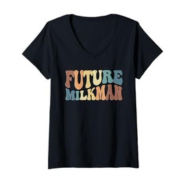 Womens Milkman & Milk Deliveryman Milk Truck & Milk Farmer V-Neck T-Shirt