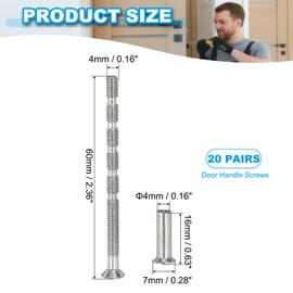 PATIKIL Cabinet Handle Screws M4x60, 20 Set Break Away Screws Drawer Pull Screw Phillips Drive Flat Countersunk Head Bolts with Sleeve for Door Handle Lever