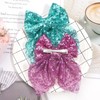 4Pcs Sparkling Sequin Hair Bows Clips - Nylon Mesh Bow-knot