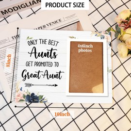 KLYTINK Aunt Gifts Wooden Photo Frames, Funny Pregnancy Announcement Picture Frames, Only The Best Aunts Get Promoted To Great Aunt, Aunt Gifts For Birthday Christmas (White-Great Aunt)