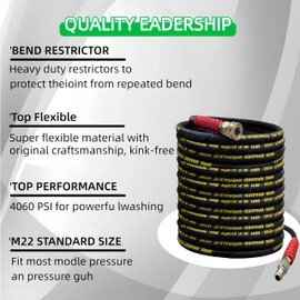 YUYEW Pressure Washer Hose 32FT with 3/8 Inch Quick Connect, Kink Resistant High Tensile Wire Power Washer Hose, Industry Grade for Power Washer Hose,8000 PSI