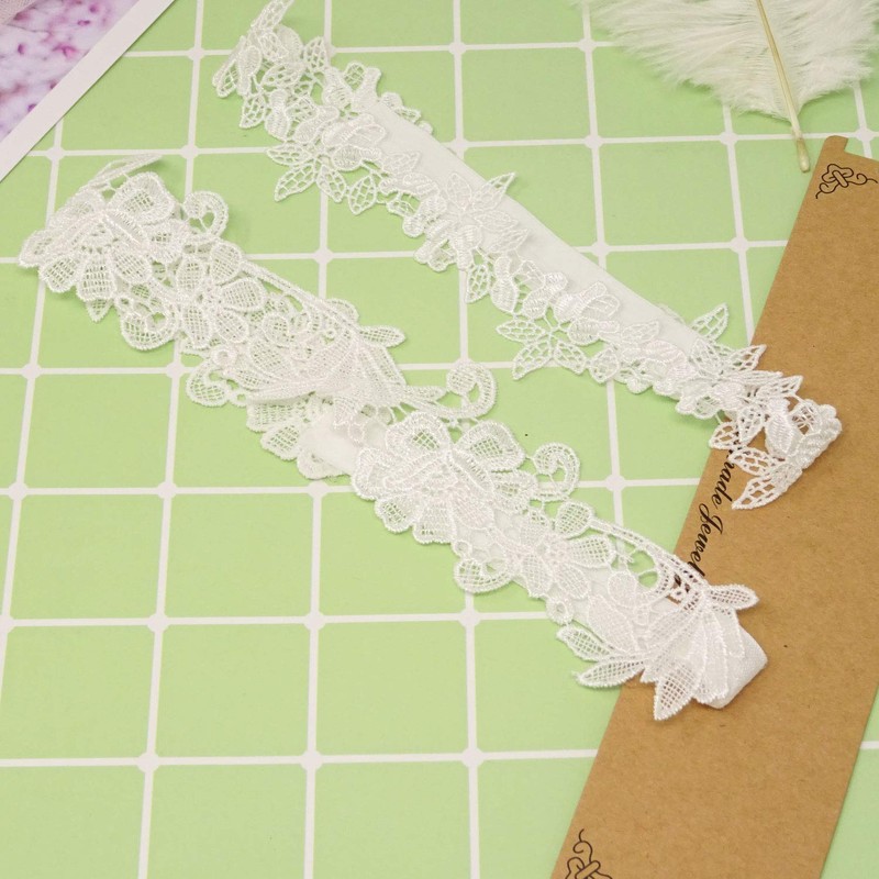 Honbay 2PCS Lace Flower Leaf Design Bridal Garter Stretches Garter