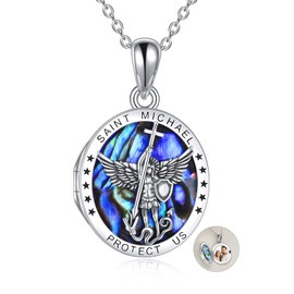 YFN St Michael Locket Necklace That Holds Images Sterling Silver Archangel Michael Necklace San Miguel Archangel Photo Necklace Saint Michael Picture Locket Necklace Men