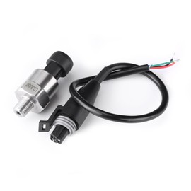 Pressure Transducer, 1/8" NPT Thread Type Stainless Steel DC 5V Water Pressure Transducer Sender Sensor Pressure Gauge Transducer with Cable for Oil Fuel Gas Water Air Pressure, 200PSI