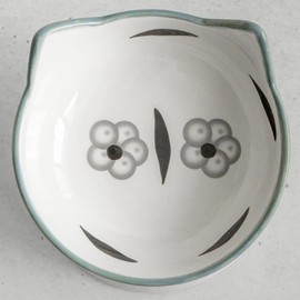 Dexypaws: Elevated Ceramic Cat Bowl - Floral White & Black - 7oz, Pet Feeding Dish, Meals, Food & Water, Ergonomic Height, Stylish, Shallow& Raised